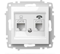 Розетка компьютерная + TF ELBI Zena Vega белоснежный, Cat 6 M+K 609-015600-249