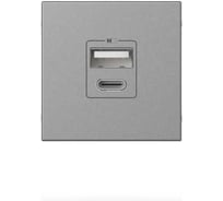 Розетка зарядного устройства Type A+C ELBI Moda Vox серый металик, с заземлением, 5V, 2.4A M+C 611-041032-335