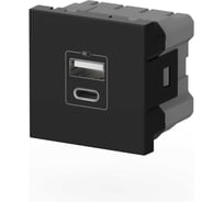 Розетка зарядного устройства Type A+C ELBI Moda Vox Vantablack, с заземлением, 5V, 2.4A M+C 611-044832-335