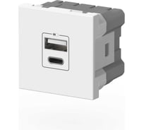Розетка зарядного устройства Type A+C ELBI Moda Vox белый, с заземлением, 5V, 2.4A M+C 611-040232-335