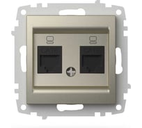 Розетка двойная компьютерная ELBI Zena Vega титан, Cat 6 M+K 609-011400-248