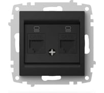 Розетка двойная компьютерная ELBI Zena Vega черный матовый, Cat 6 M+K 609-014800-248