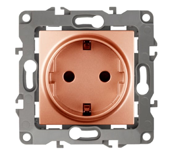 Розетка ЭРА 12-2102-14 2P+E, Schuko, со шторками, 16A-250В, IP20, медь 10/100/2500 Б0019325