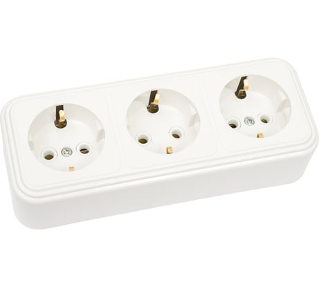 3-местная розетка SVET RA 16-365-Белый открытой установки с заземлением EV0311-0019