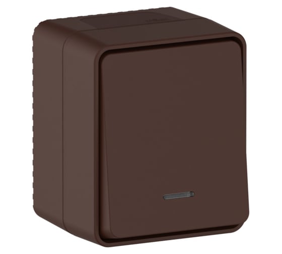 1-клавишный выключатель Systeme Electric ATLASDESIGN PROFI IP54 О/У с подсветкой, сх.1а, 10АХ, коричневый ATN546013 1