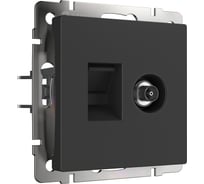 Розетка ТВ+Ethernet RJ-45 WERKEL W1181308 6 cat. черный матовый a05611 a056112