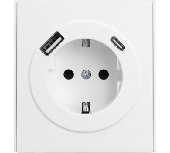 Механизм розетки KRANZ STRONG 1-м с/з, с защитными шторками 16А USB A+C 5В/3А жемчуг KR-78-0704-4