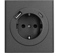Механизм розетки KRANZ STRONG 1-м с/з, с защитными шторками 16А USB A+C 5В/3А графит KR-78-0704-6
