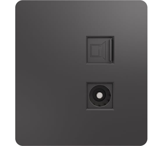 Механизм розетки KRANZ ROUND RJ45 категория 6 + TV титан KR-78-0722-2