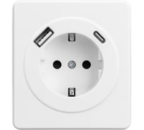 Механизм розетки KRANZ ROUND 1-м с/з, с защитными шторками 16А USB A+C 5В/3А перламутр KR-78-0704-1