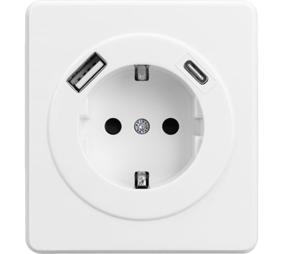 Механизм розетки KRANZ ROUND 1-м с/з, с защитными шторками 16А USB A+C 5В/3А перламутр KR-78-0704-1