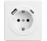 Механизм розетки KRANZ ROUND 1-м с/з, с защитными шторками 16А USB A+C 5В/3А перламутр KR-78-0704-1 1