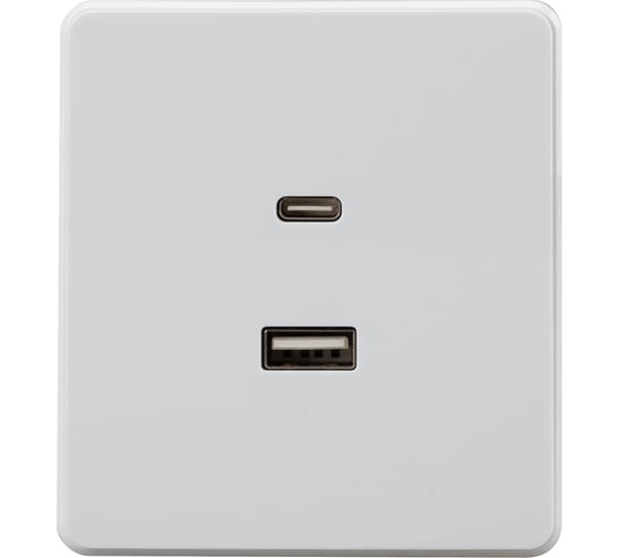 Механизм розетки KRANZ ROUND USB-A+Type-C 3А с функцией быстрой зарядки перламутр KR-78-0734-1