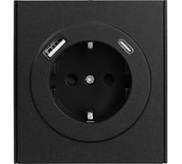 Механизм розетки KRANZ STRONG 1-м с/з, с защитными шторками 16А USB A+C 5В/3А антрацит KR-78-0704-5