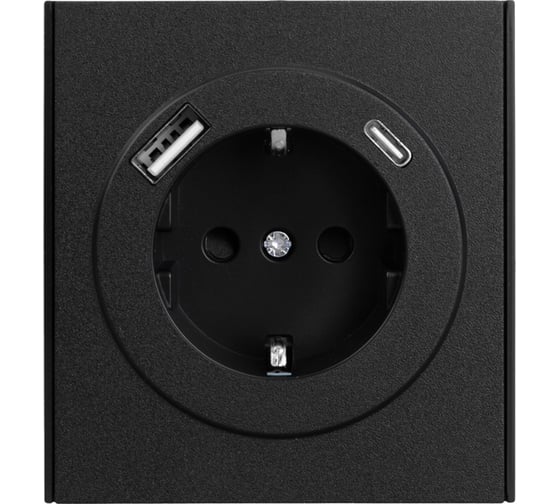 Механизм розетки KRANZ STRONG 1-м с/з, с защитными шторками 16А USB A+C 5В/3А антрацит KR-78-0704-5