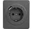 Механизм розетки KRANZ ROUND 1-м с/з, с защитными шторками 16А USB A+C 5В/3А титан KR-78-0704-2 1