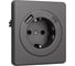 Механизм розетки KRANZ ROUND 1-м с/з, с защитными шторками 16А USB A+C 5В/3А титан KR-78-0704-2 5