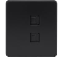 Розетка двойная компьютерная RJ45 KRANZ ROUND категория 6 с/у оникс KR-78-0725-3