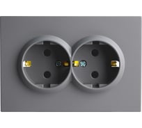 Розетка 2-местная STEKKER с з/ш, с/з, СЗК, 250В, 16А, серия Эмили, RST16-5114-05ZK, черный уголь, soft touch, 50252