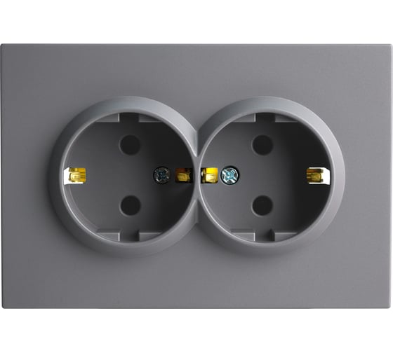 Розетка 2-местная STEKKER с з/ш, с/з, СЗК, 250В, 16А, серия Эмили, RST16-5114-05ZK, черный уголь, soft touch, 50252