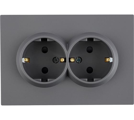 Розетка 2-местная STEKKER с з/ш, с/з, СЗК, 250В, 16А, серия Эмили, RST16-5114-10ZK, платиново-серый, soft touch, 50244