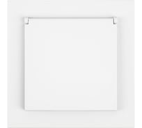 Розетка 1-местная STEKKER с крышкой с защитными шторками, с/з, 250В, 16А, серия Мия, RST16-3112-01, белая магнолия, 50441