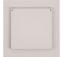 Розетка 1-местная STEKKER с крышкой с защитными шторками, с/з, 250В, 16А, серия Мия, RST16-3112-08, пудровый жемчуг, 50485