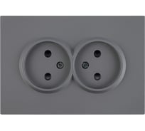 Розетка 2-местная STEKKER с з/ш, б/з, СЗК, 250В, 16А, серия Эмили, RST16-5116-10ZK, платиново-серый, soft touch, 50245