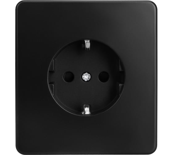 Механизм розетки KRANZ ROUND 1-м с заземлением, со шторками 16А оникс KR-78-0701-3