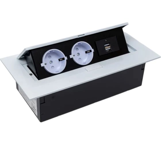 Удлинитель GTV врезной, прямоугольный, 2XSCHUKO, USB A+C/5V, без вилки, цвет белый N AE-PBU02GS-10N