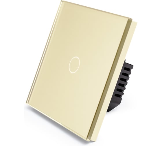 Сенсорный выключатель Vell с нулем, золотой, одноклавишный, 1 пост, с Wi-Fi, с Алисой, стеклянная рамка {GD1P-1G-S} 1397661