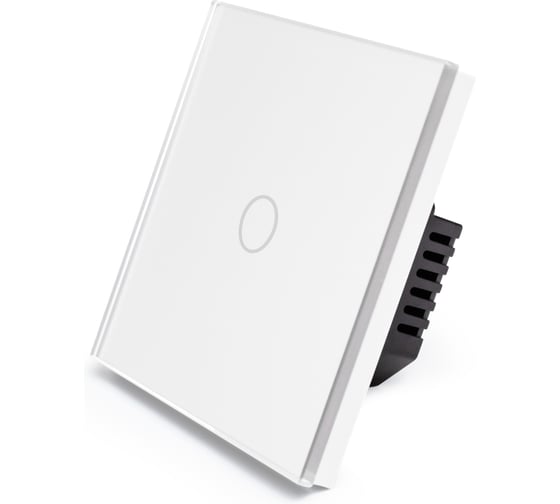 Сенсорный выключатель Vell с нулем, белый, одноклавишный, 1 пост, с Wi-Fi, с Алисой, стеклянная рамка {WH1P-1G-S} 1397659