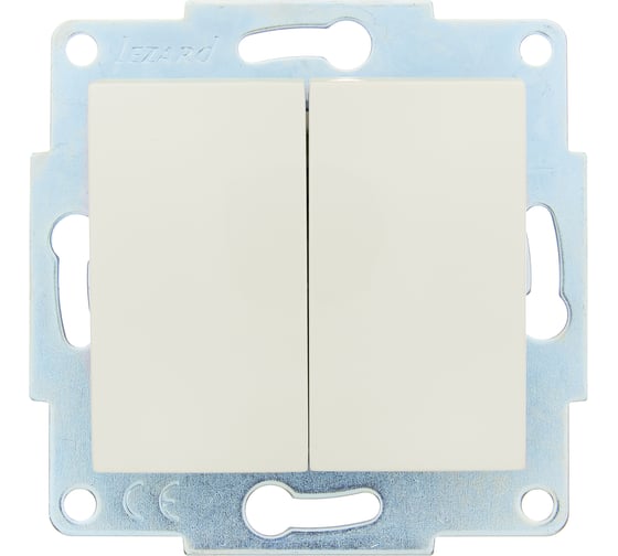 Выключатель двойной Lezard ASTI жемчужно-белый перламутр, механизм 7081-3088-101