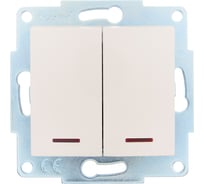 Выключатель двойной с подсветкой Lezard ASTI крем, механизм 7081-0388-112