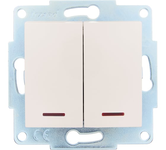 Выключатель двойной с подсветкой Lezard ASTI крем, механизм 7081-0388-112