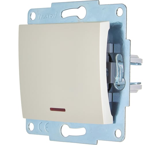 Выключатель с подсветкой Lezard ASTI жемчужно-белый перламутр, механизм 7081-3088-111