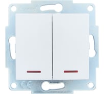 Выключатель двойной с подсветкой Lezard ASTI белый, механизм 7081-0288-112