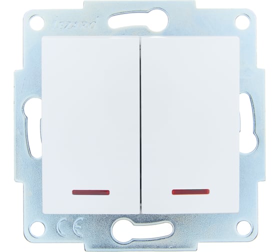 Выключатель двойной с подсветкой Lezard ASTI белый, механизм 7081-0288-112