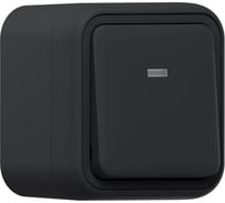 Выключатель одноклавишный проходной EKF Бронто с подсветкой, ОП, автоматические клеммы, антрацит BT1-SWA-16