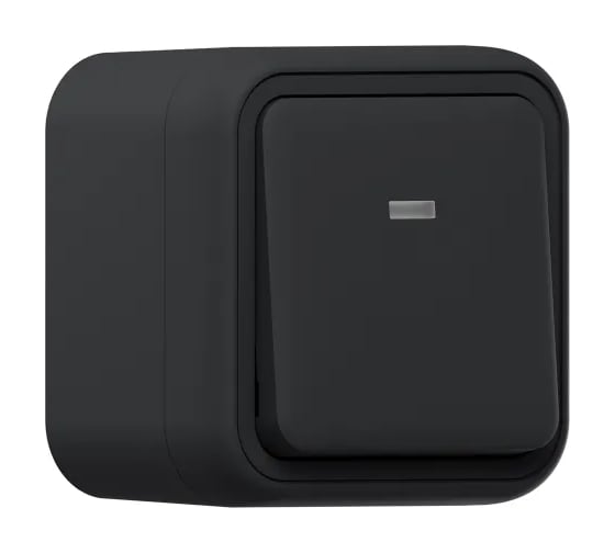 Выключатель одноклавишный проходной EKF Бронто с подсветкой, ОП, автоматические клеммы, антрацит BT1-SWA-16