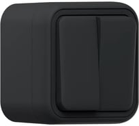 Выключатель двухклавишный проходной EKF Бронто ОП, автоматические клеммы, антрацит BT1-SWA-21