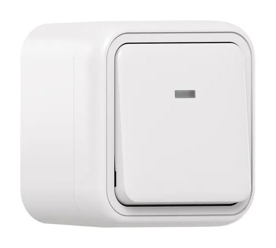 Выключатель одноклавишный проходной EKF Бронто с подсветкой, ОП, автоматические клеммы, белый BT1-SWW-16