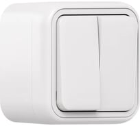 Выключатель двухклавишный проходной EKF Бронто ОП, автоматические клеммы, белый BT1-SWW-21