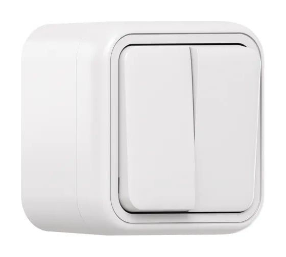 Выключатель двухклавишный проходной EKF Бронто ОП, автоматические клеммы, белый BT1-SWW-21