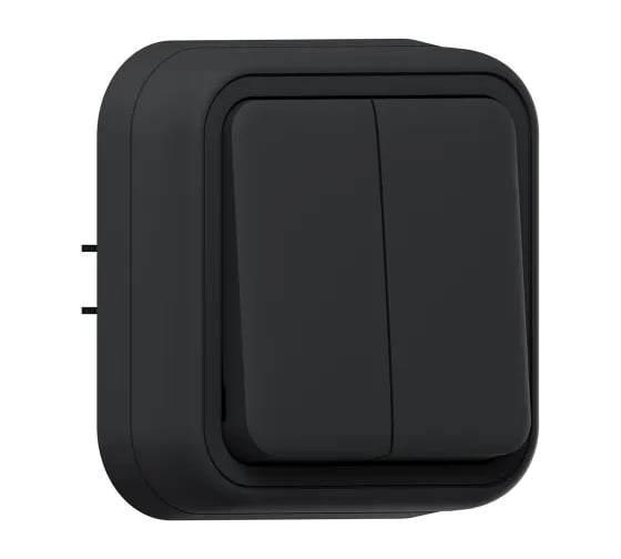 Выключатель двухклавишный проходной EKF Бронто СП, автоматические клеммы, антрацит BT2-SWA-21