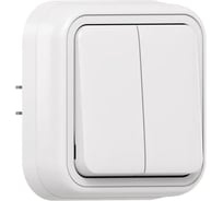 Выключатель двухклавишный проходной EKF Бронто СП, автоматические клеммы, белый BT2-SWW-21