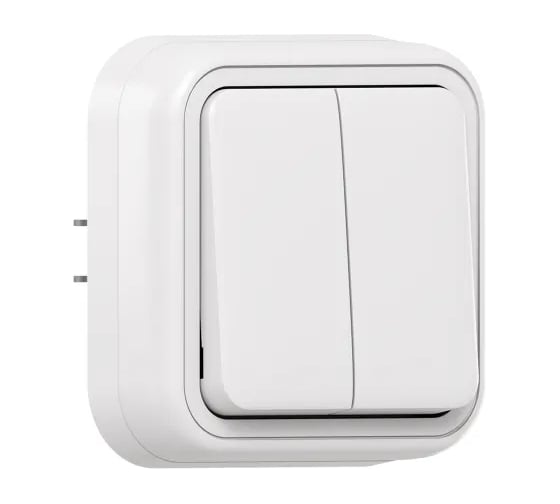 Выключатель двухклавишный проходной EKF Бронто СП, автоматические клеммы, белый BT2-SWW-21