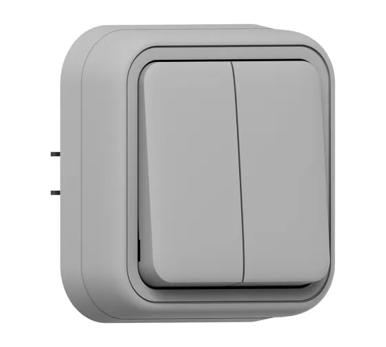 Выключатель двухклавишный проходной EKF Бронто СП, автоматические клеммы, серый BT2-SWG-21