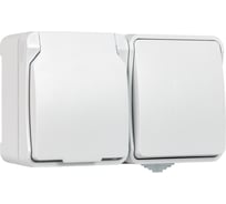 Блок розетка выключатель Smartbuy IP54, белый, Сатурн SBE-04g-16-SWS