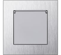 Розетка одноместная с заземлением с крышкой независимая Smartbuy 16А алюминий серебро Альтаир (SBE-i11al-16 SBE-i11al-16-S1-1ZK